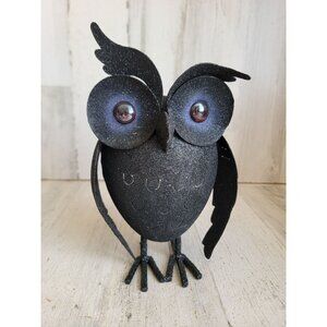 black glitter metal owl tealight candle holder Halloween home decor